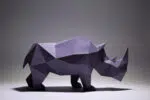 Papercraft de rhinocéros simpliste en origami 3D
