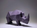 Papercraft de rinoceronte em origami 3D