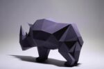 Papercraft de rinoceronte em origami 3D