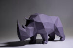 Papercraft de rinoceronte em origami 3D