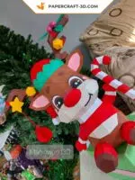 Papercraft of Rudolph the reindeer in 3D origami