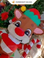 Papercraft of Rudolph the reindeer in 3D origami