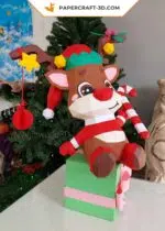 Papercraft of Rudolph the reindeer in 3D origami