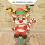 Papercraft of Rudolph the reindeer in 3D origami