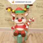 Papercraft de rena Rodolfo em origami 3D