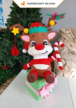 Papercraft de rena Rodolfo em origami 3D