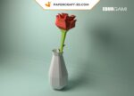 Papercraft de rosa e vaso em origami 3D
