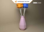 Papercraft de rosa e vaso em origami 3D