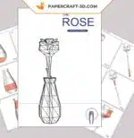 3D Origami Papercraft Rose with Matching Vase