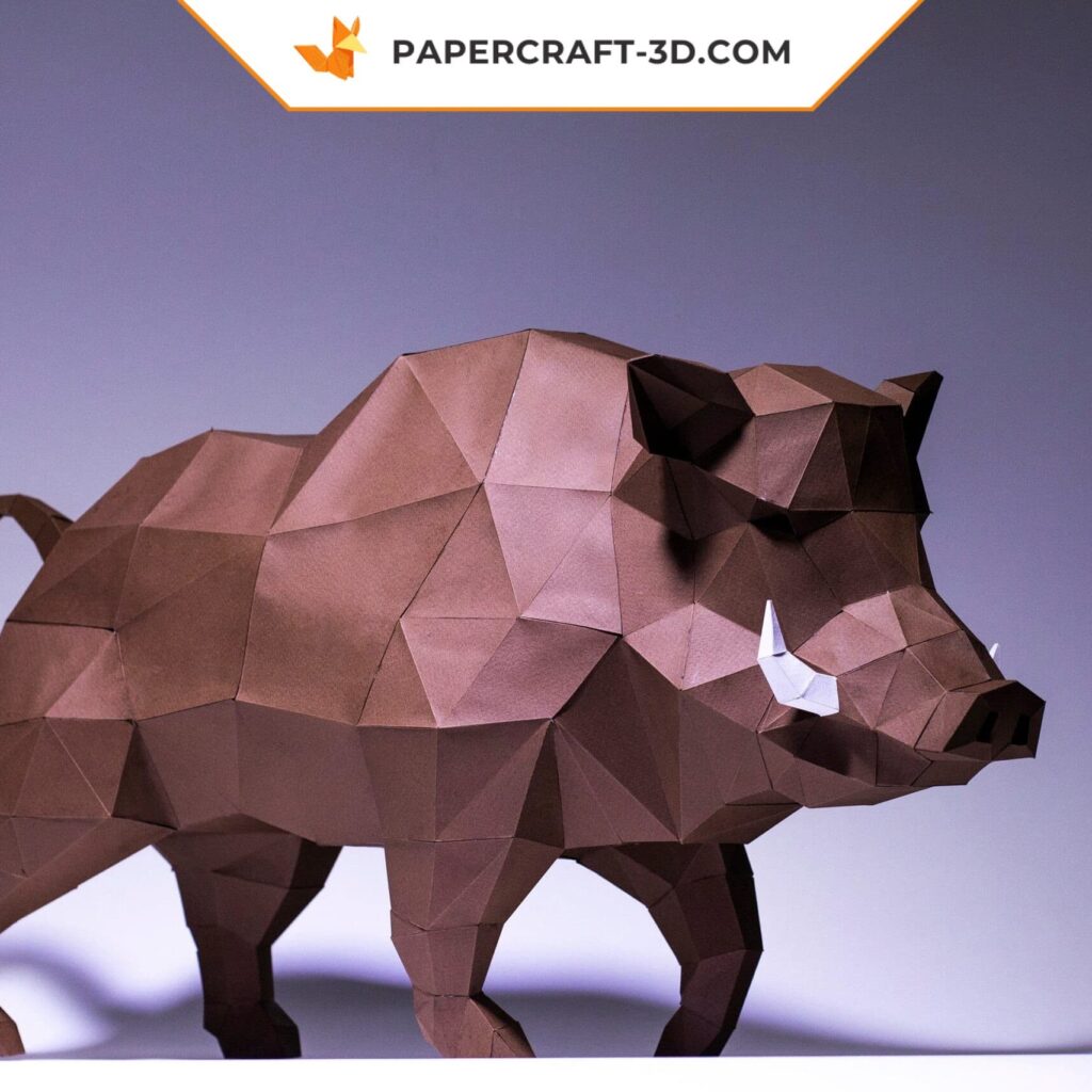 Papercraft sanglier en origami 3D