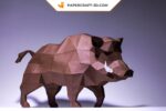 Papercraft of wild boar in 3D origami