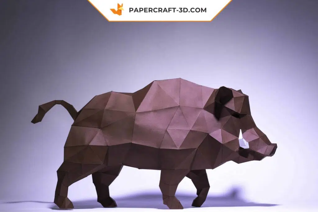 Papercraft sanglier en origami 3D