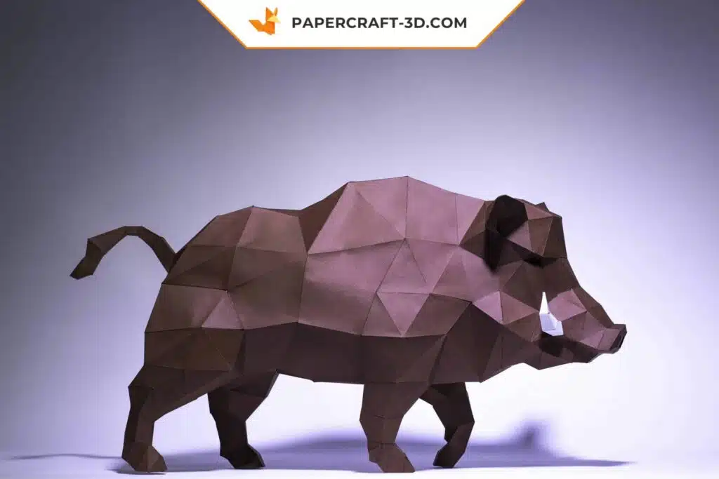 Papercraft Sanglier origami papier 3D modèle numérique à télécharger, weergave 3