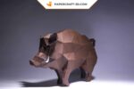 Papercraft of wild boar in 3D origami