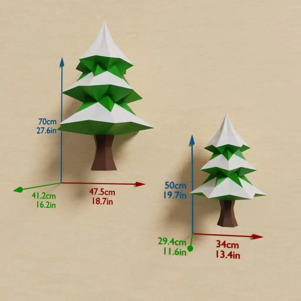 Papercraft sapin de Noël en origami papier 3D DIY pour décoration de fêtes, weergave 2