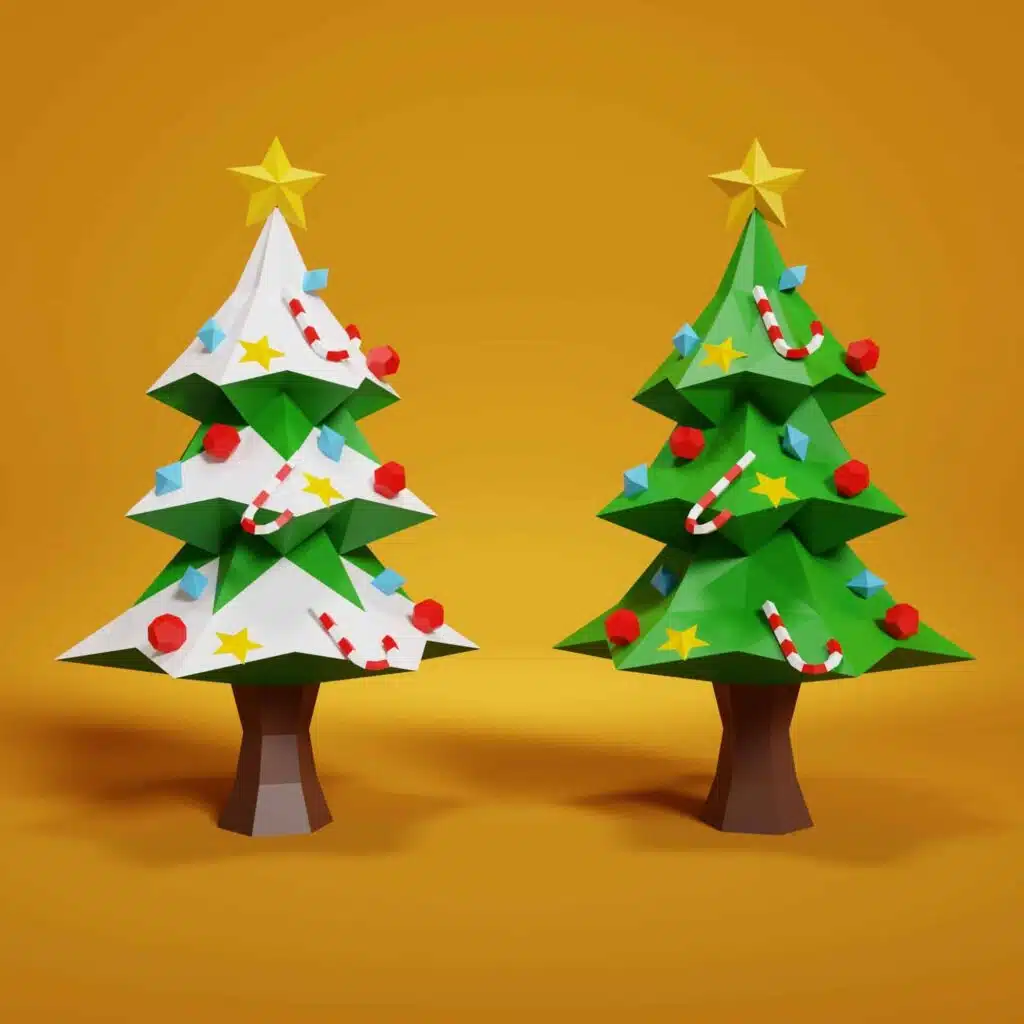 Papercraft sapin de Noël en origami papier 3D DIY pour décoration de fêtes, weergave 3