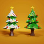 Papercraft Christmas tree in 3D origami