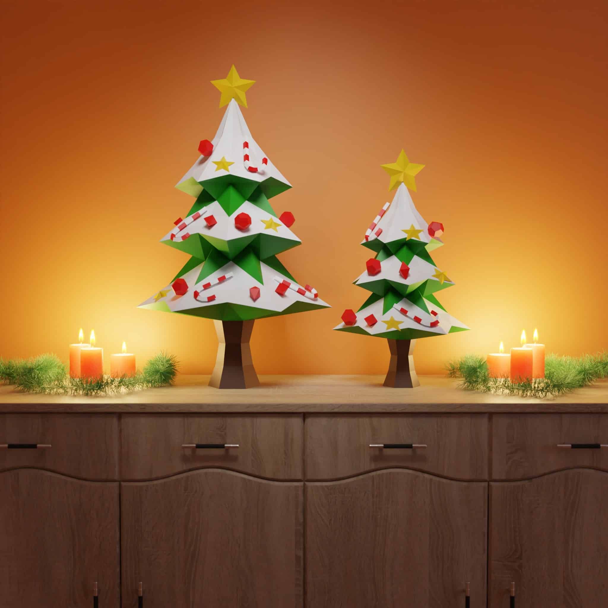 Papercraft Christmas tree in 3D origami