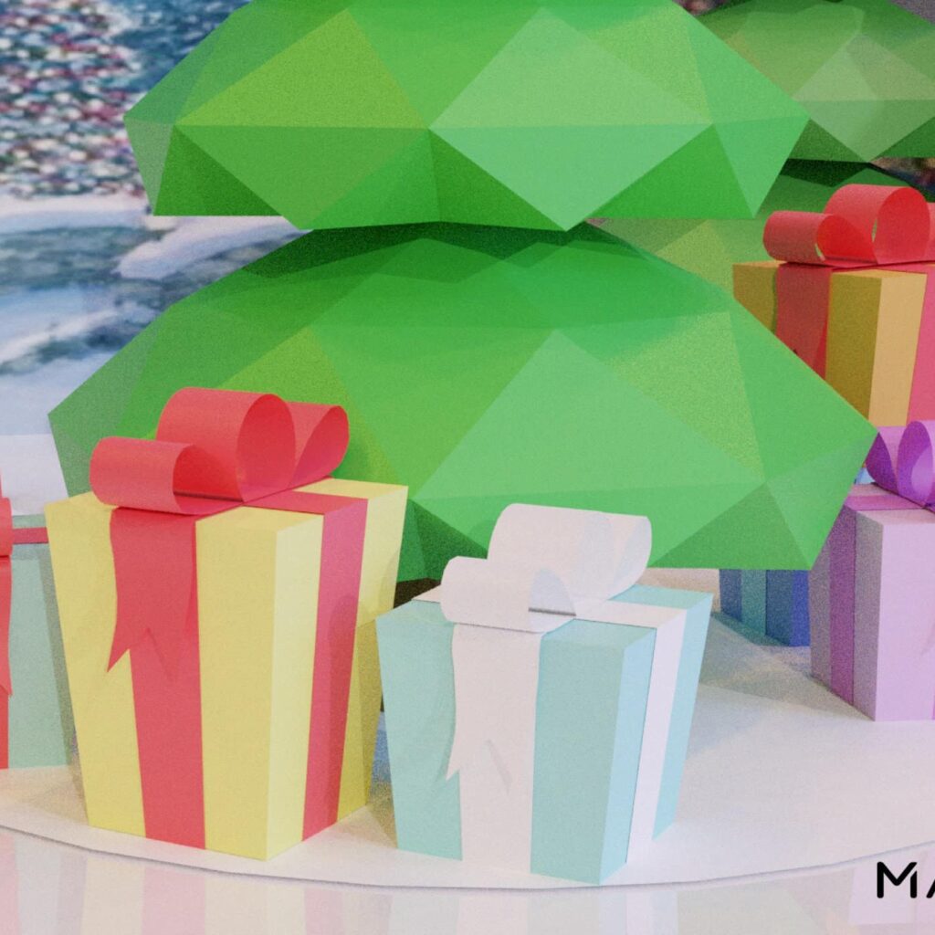 Papercraft Christmas tree in origami