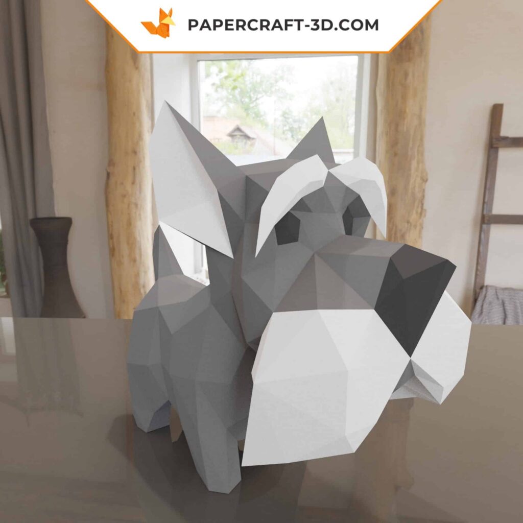 Papercraft schnauzer em origami 3D