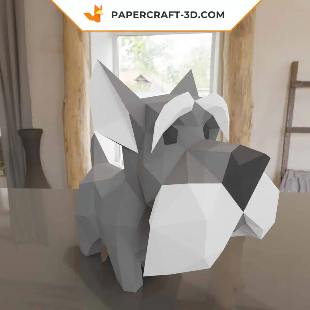 Papercraft Schnauzer als 3D-Origami