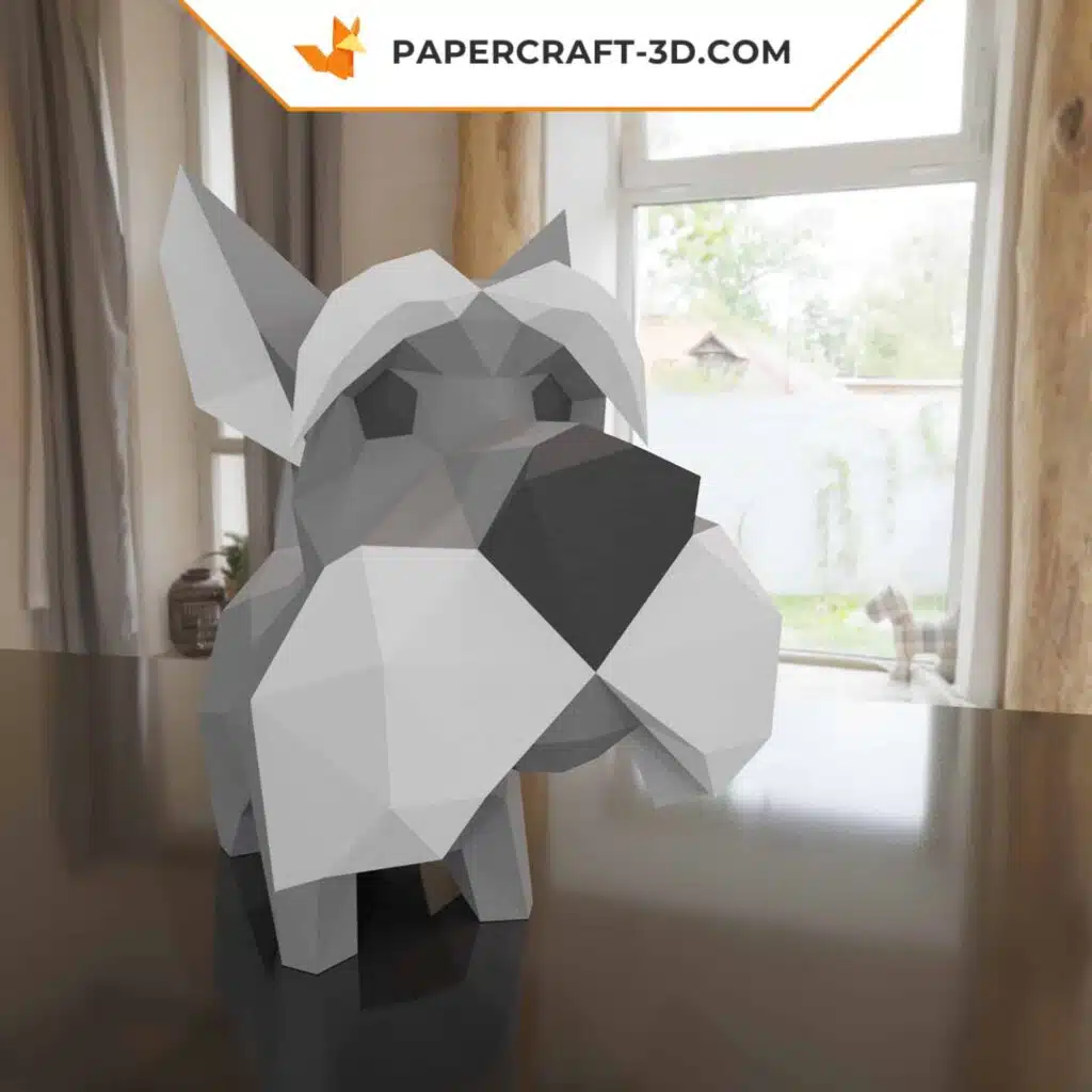 Papercraft Schnauzer als 3D-Origami