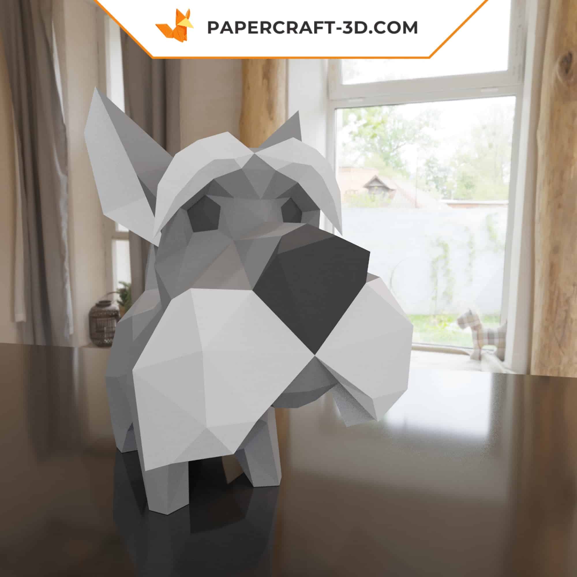 Papercraft schnauzer in 3D origami
