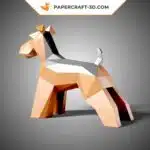 Papercraft Schnauzer en origami papier 3D à imprimer, weergave 3