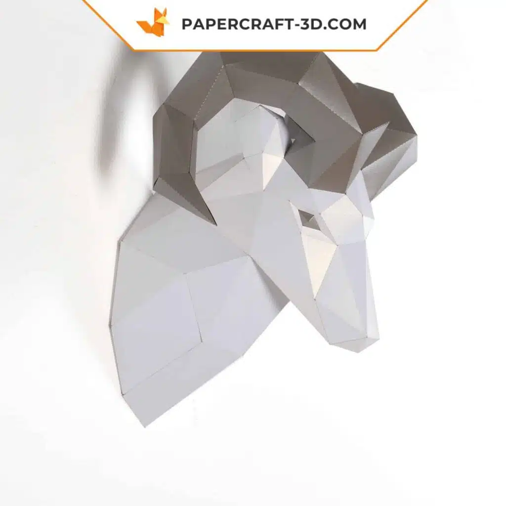 Papercraft sculpture de bélier en papier 3D, modèle PDF imprimable, weergave 2