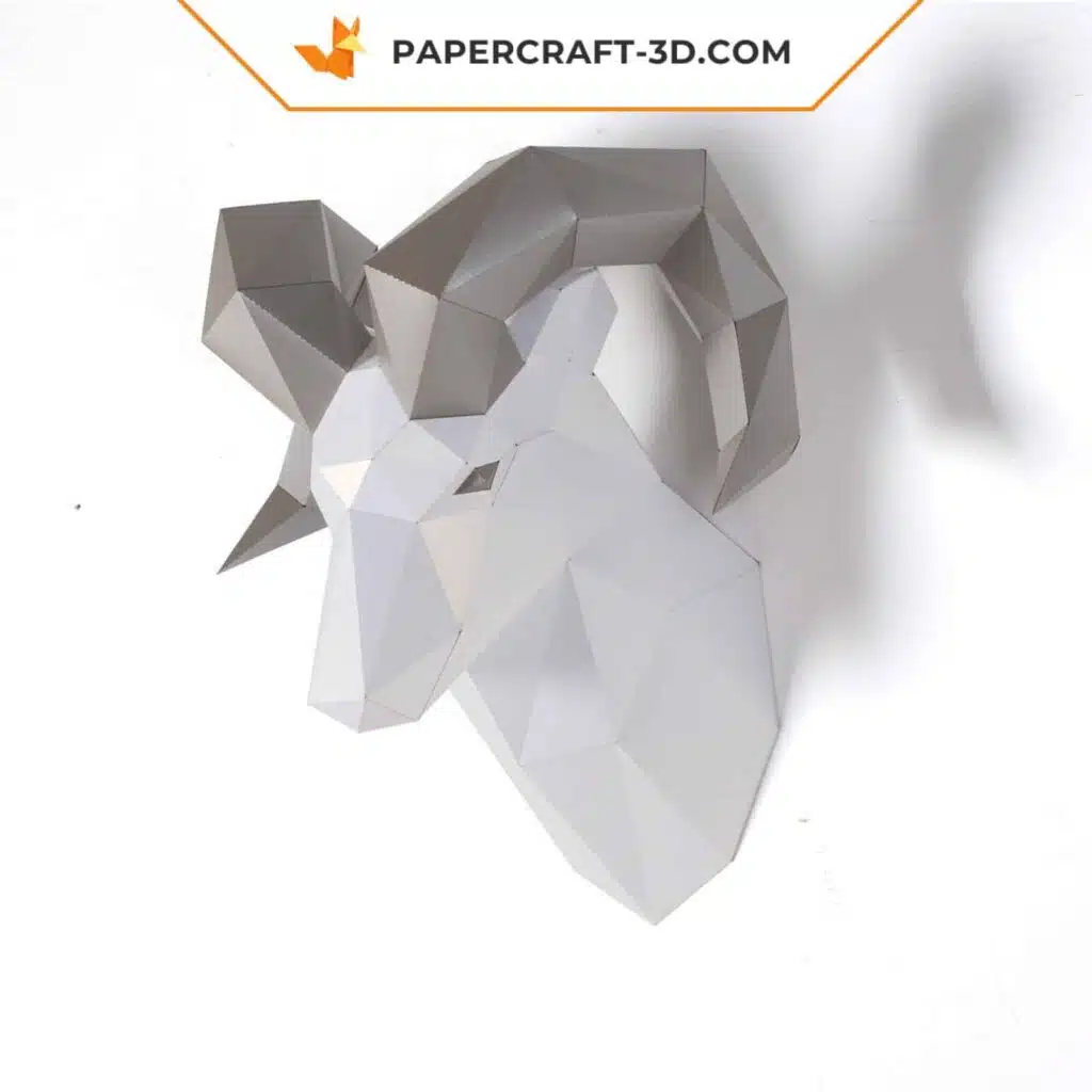 Papercraft sculpture de bélier en papier 3D, modèle PDF imprimable, weergave 3