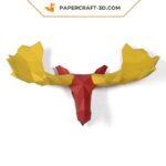 Papercraft deer head in 3D origami