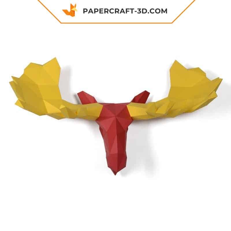 Papercraft deer head in 3D origami