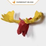 Papercraft deer head in 3D origami