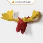 Papercraft sculpture de cerf en papier 3D, modèle PDF à imprimer
