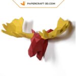 Papercraft deer head in 3D origami
