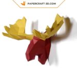 Papercraft deer head in 3D origami