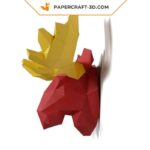 Papercraft deer head in 3D origami