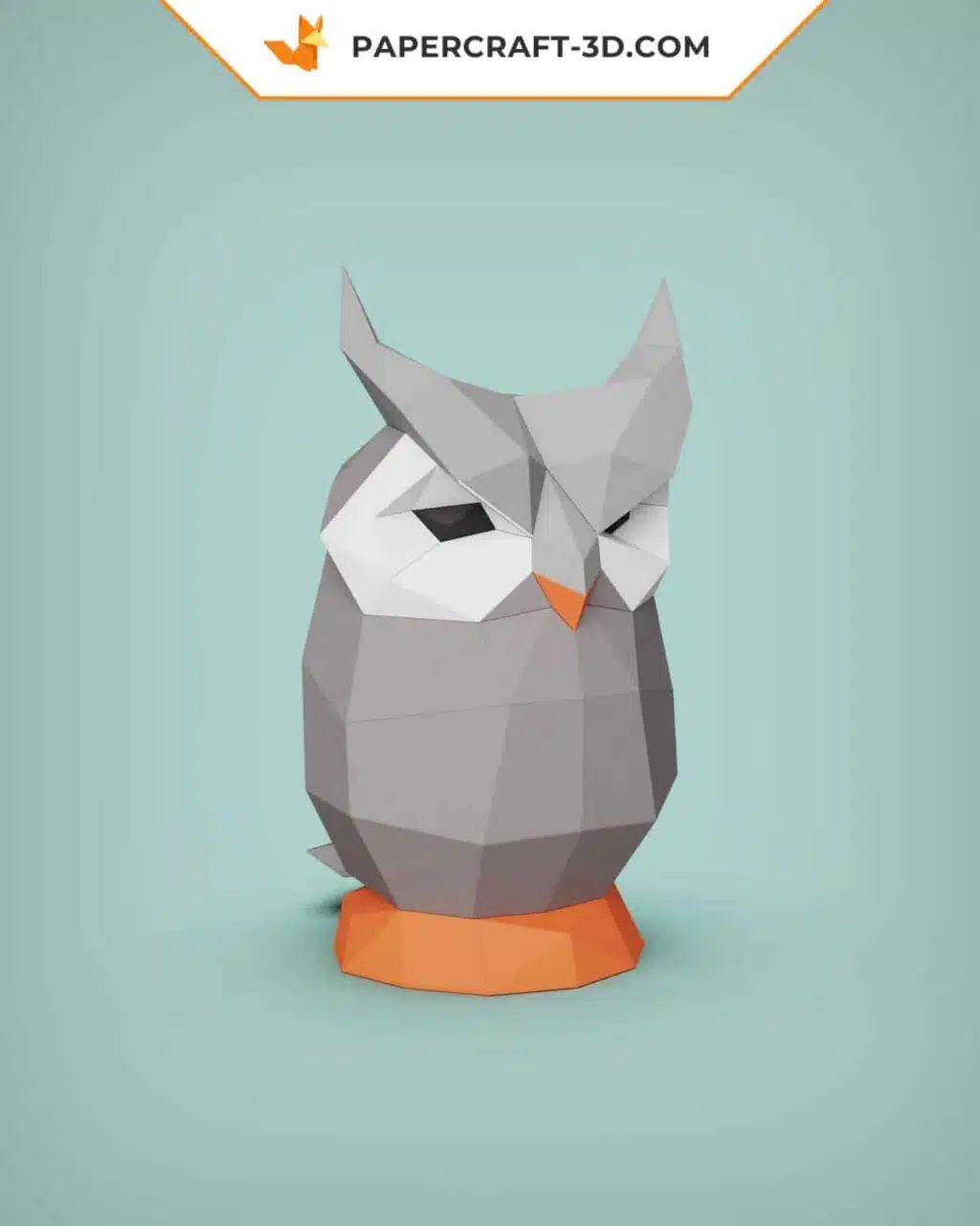 Papercraft sculpture de chouette en papier 3D à imprimer, weergave 3