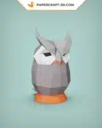 Papercraft sculpture de chouette en papier 3D à imprimer, weergave 3