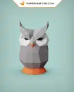 Papercraft sculpture de chouette en papier 3D à imprimer, weergave 4