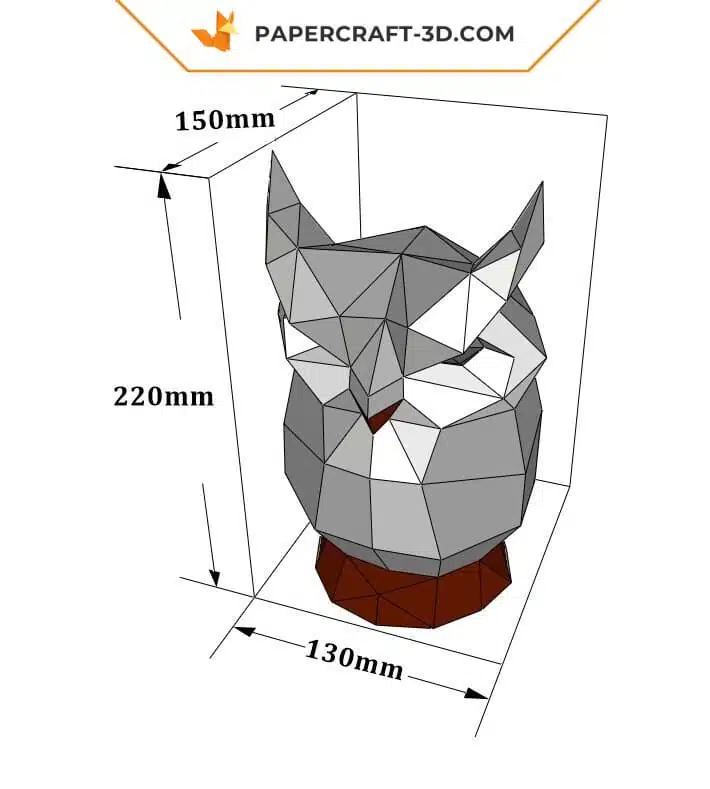 Papercraft sculpture de chouette en papier 3D à imprimer, weergave 7