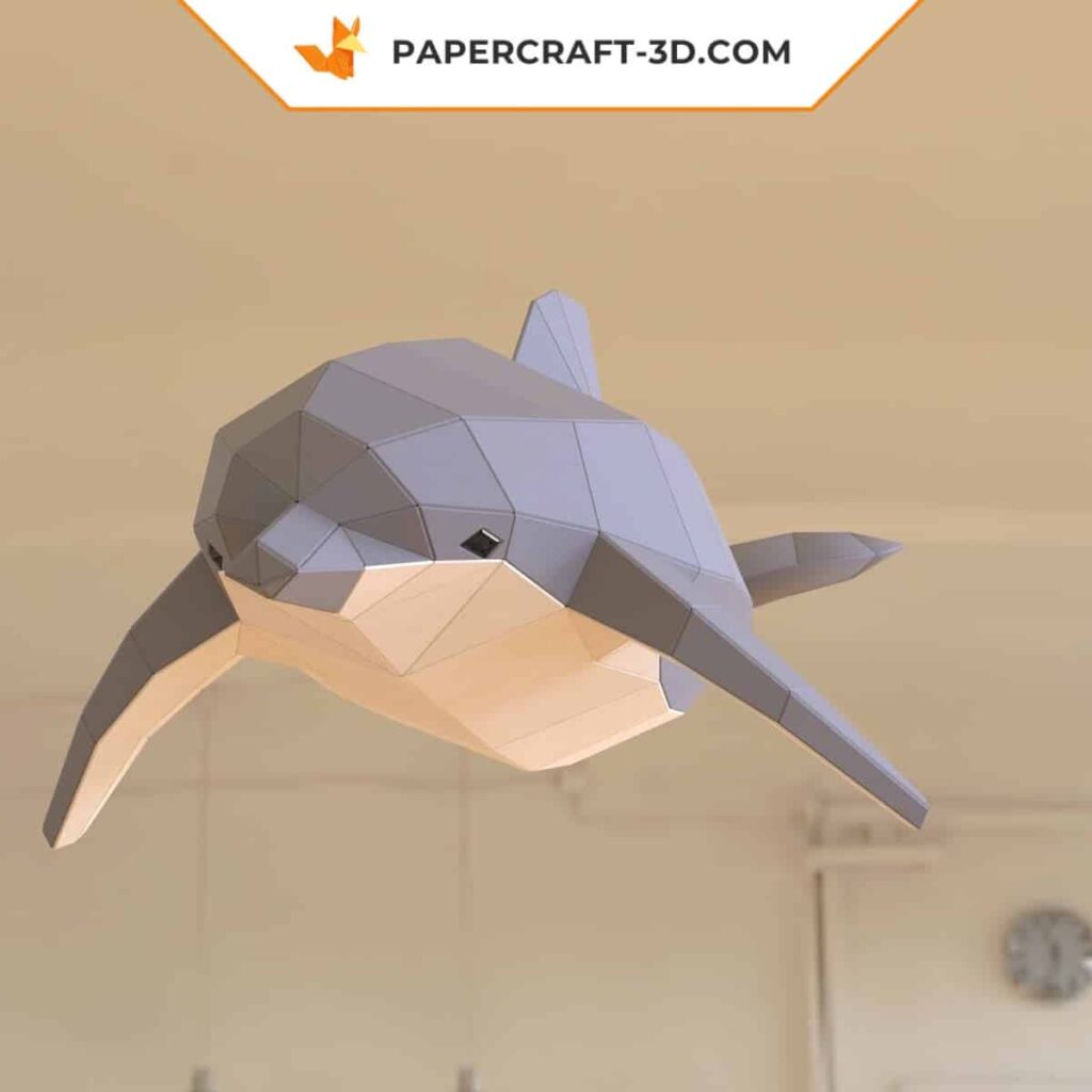 Papercraft dolphin in 3D origami
