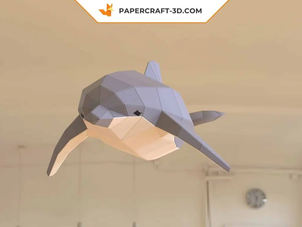 Papercraft sculpture de dauphin en papier 3D à imprimer, weergave 2