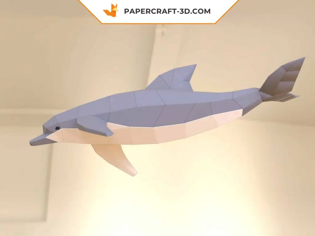 Papercraft sculpture de dauphin en papier 3D à imprimer, weergave 3
