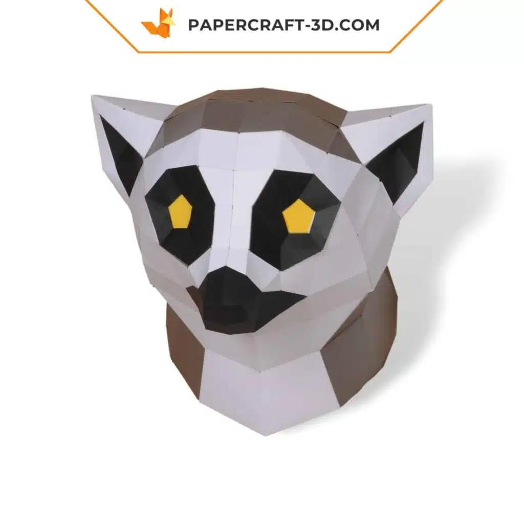 Papercraft de lémur en origami 3D
