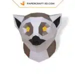 Papercraft sculpture de lémur en papier 3D, modèle PDF imprimable, weergave 4