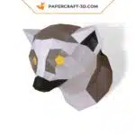Papercraft sculpture de lémur en papier 3D, modèle PDF imprimable, weergave 5