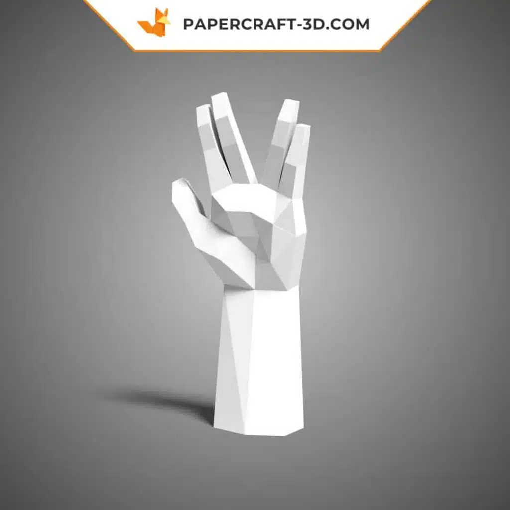 Papercraft sculpture de main en papier 3D à imprimer, weergave 2