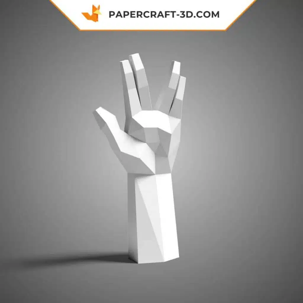 Papercraft sculpture de main en papier 3D à imprimer, weergave 3