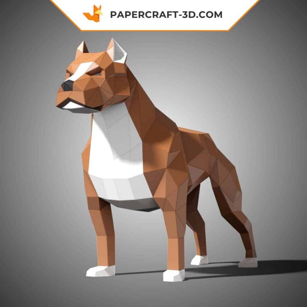 Papercraft de Pit Bull em origami 3D